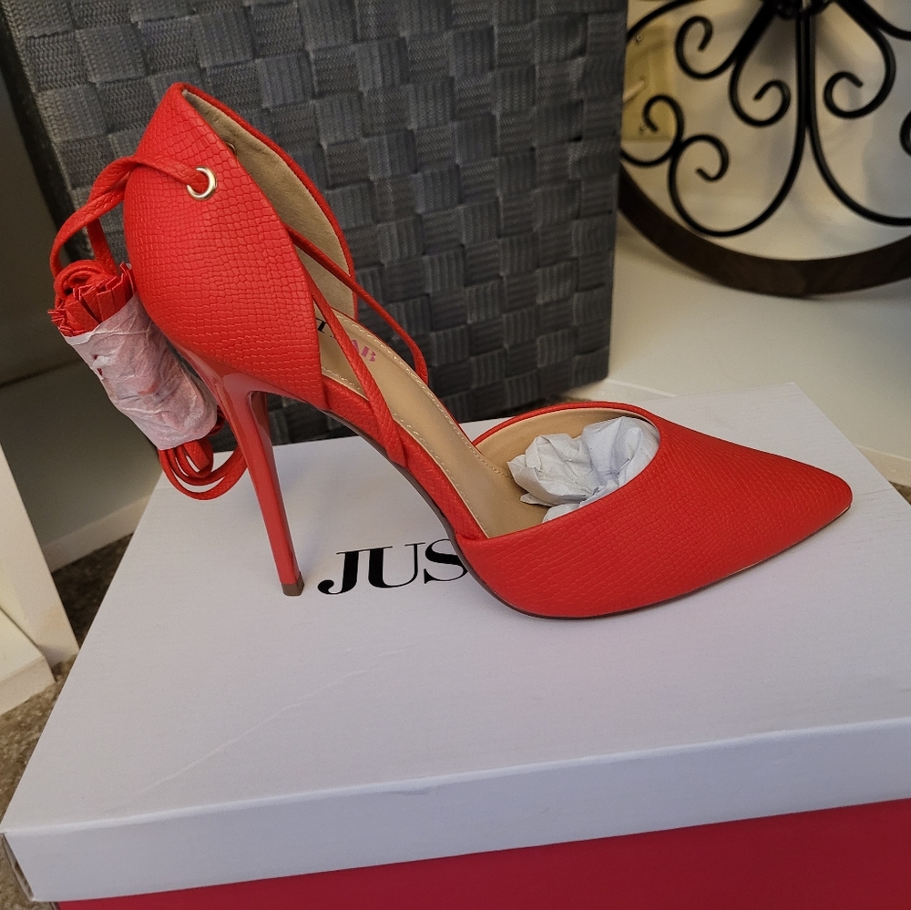 Fun ankle strap heels - red/orange